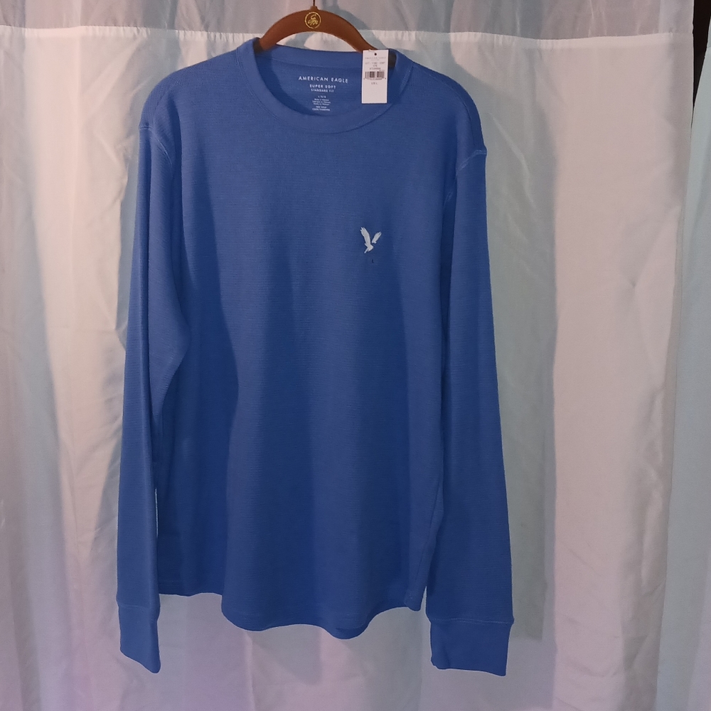 American Eagle Outfitters Long Sleeve Waffle Knit Pullover Tee NWT - Lar…